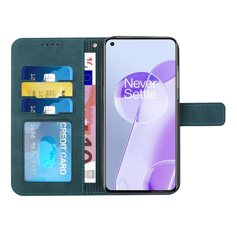 Anti-fingeravtryck Matte läder plånbok Fodral för OnePlus 9R9R 9Pro Nord 2 5G CE N200 N100 N10 5G Flip Cover Telefon Coque