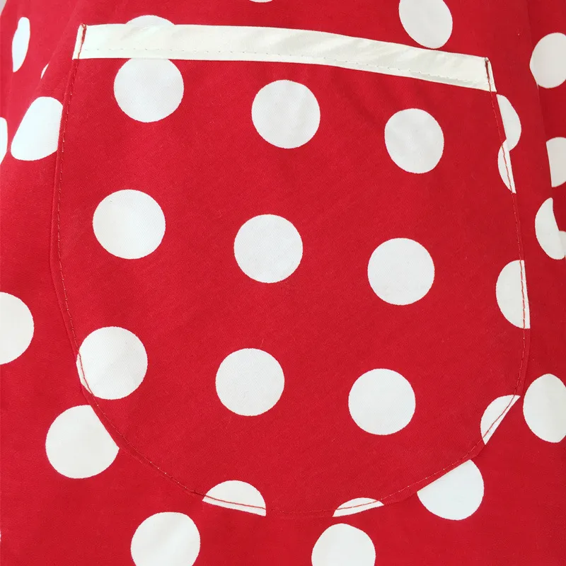 Lovely Sweetheart Red Retro Kitchen Aprons Woman Girl Cotton Polka Dot Cooking Salon Vintage Apron Dress Christmas Y2001036887185