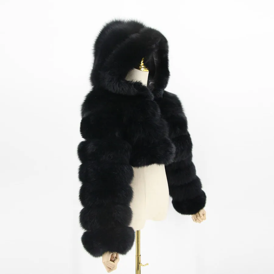 QIUCHEN PJ20032 Cappotto corto invernale da donna in vera pelliccia di nuovo arrivo con cappuccio a maniche lunghe modello di moda di alta qualità 201112