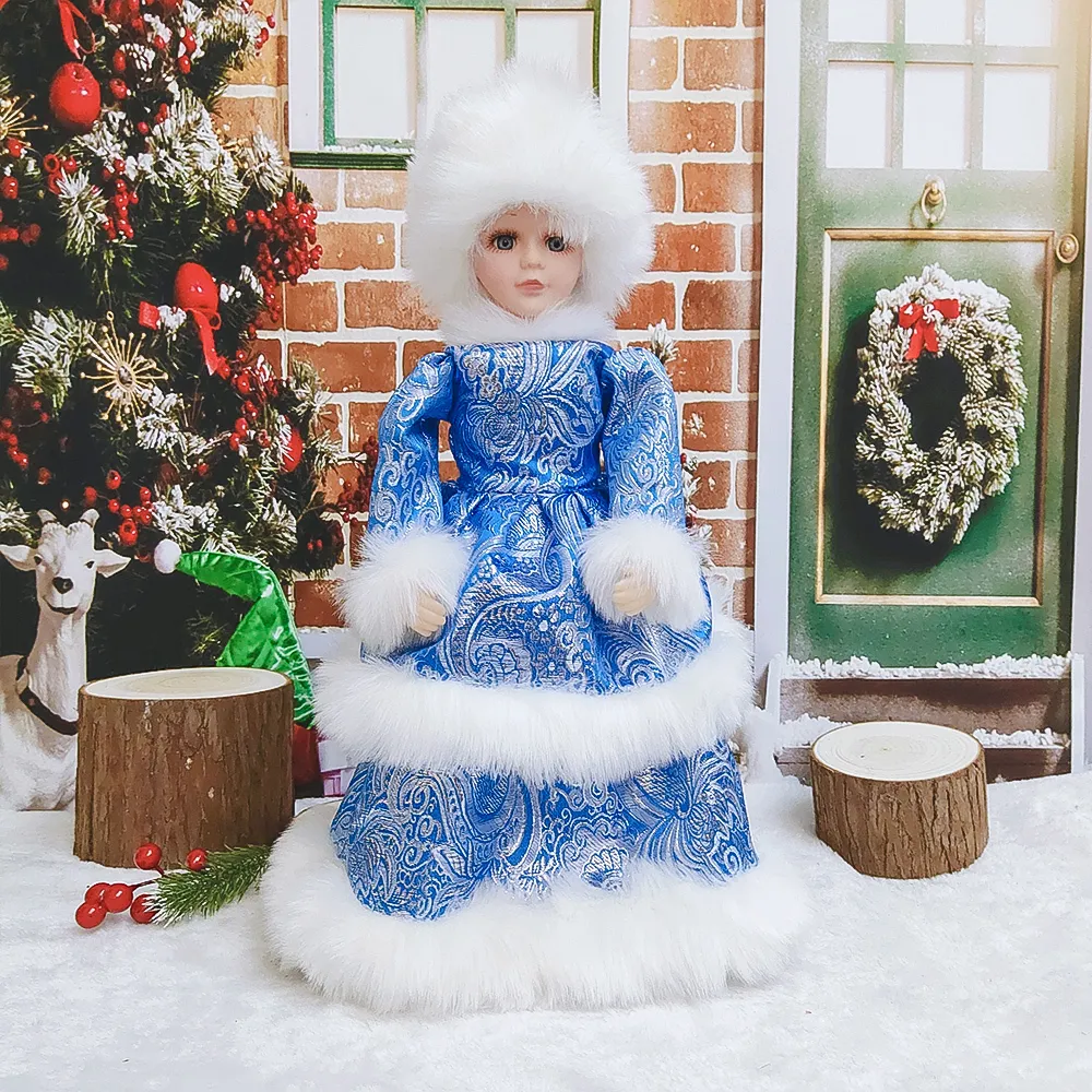 Söt Stående Santa Claus Doll Julfigurer Baubles Holiday Dekorationer Dolls Gåva för barn Barnleksaker Sjung och dans 201204