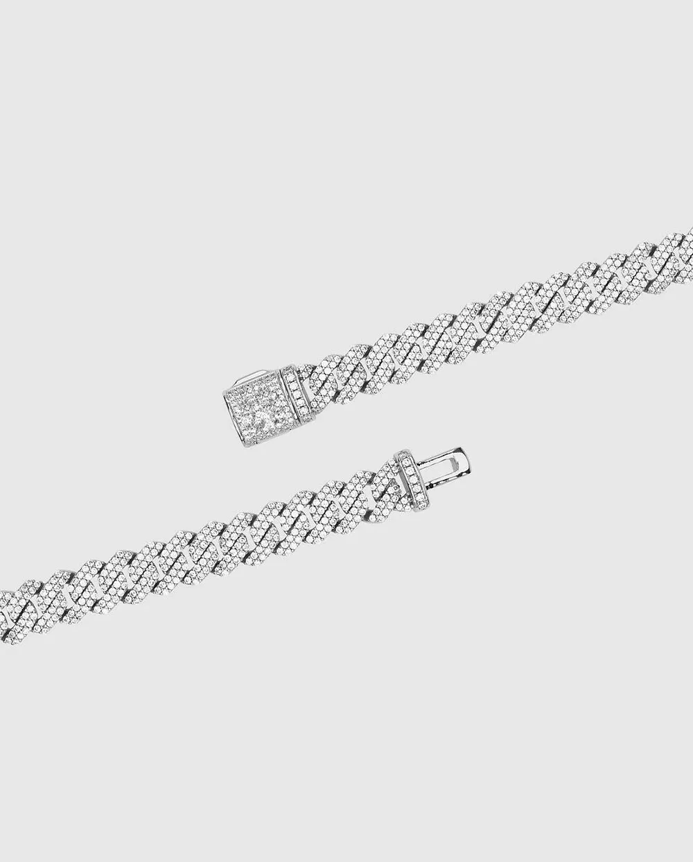 Collier de chaîne de liaison à forfait diamant de 10 mm 14k plaqués en or blanc plaqué 2 lignes bijoux de zircone cubique 16inch-24inch chaîne cubaine241k