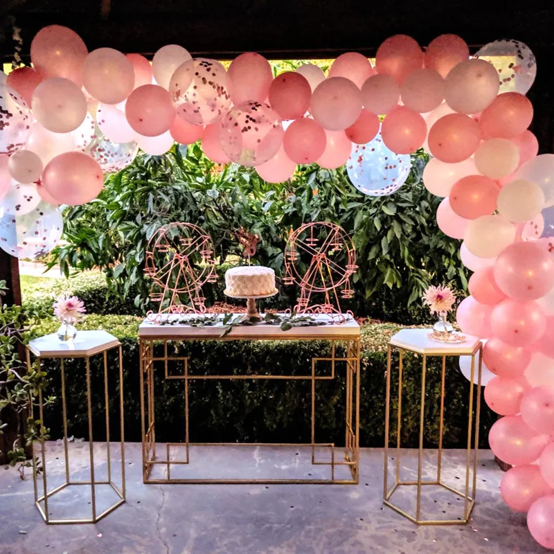 Rose Balão de Ouro Arco Garland Kit Latex Confetes Balões Para Casamento Nupcial Aniversário Decorações Decorações Bebê Chuveiro Menina 220217