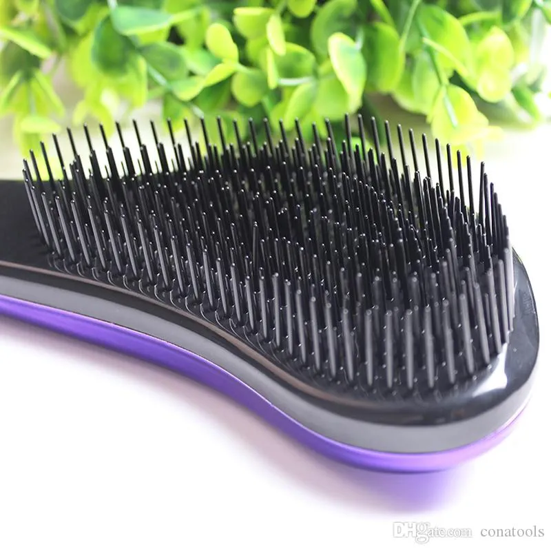 Magic Anti-static Hair Brush Handle  Detangling Comb Shower Electroplate Massage Comb Salon Hair Styling Tool New Quality Wholesal