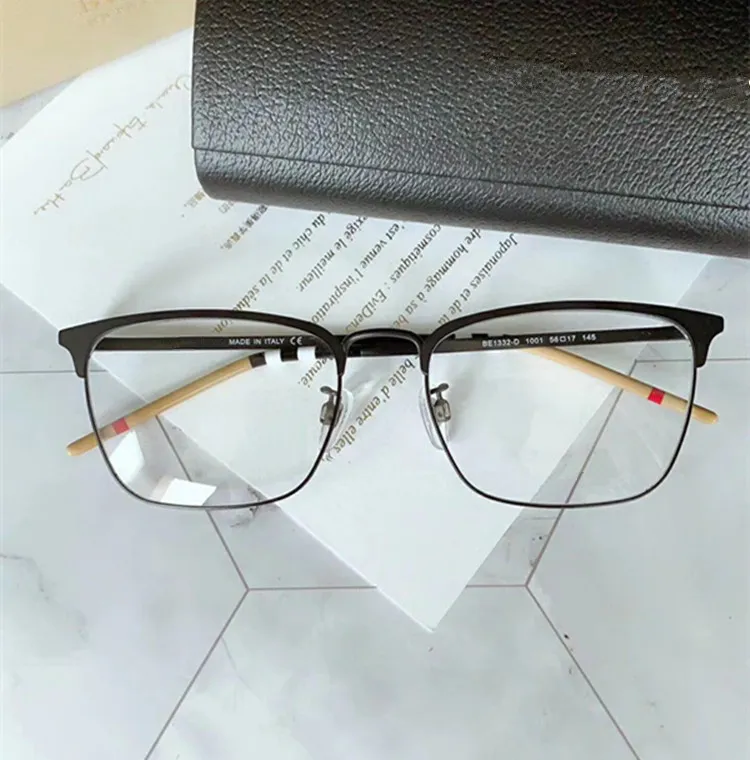 高品質のスターBE1332-DデザイナーEeybrow Big-rim Men Glasses 56-17-145処方メガネのコントラスト格子型セミリムFulls239F