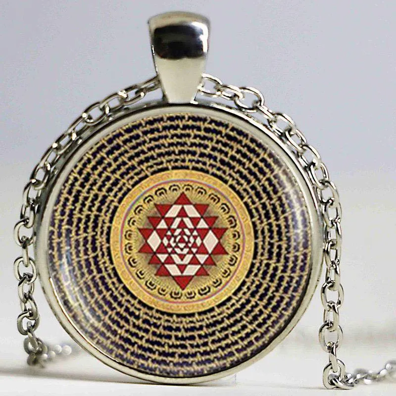 Drop Fashion Buddhist Sri Yantra Pendant Necklace Sacred Geometry Sri Yantra Jewelry Jewely Whole12232