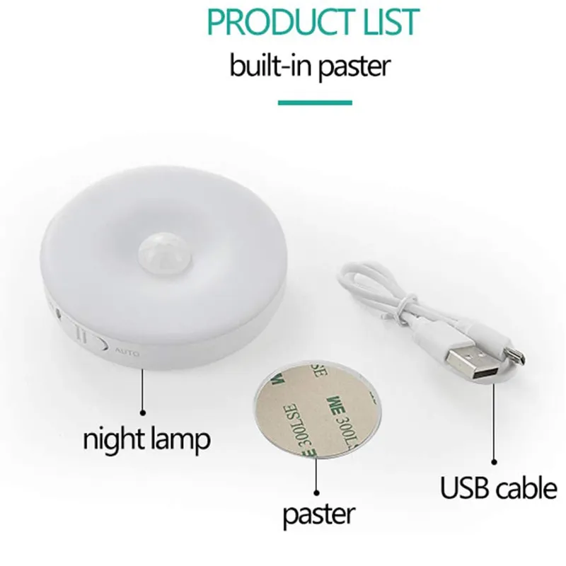 Décor de chambre à coucher lumières de nuit capteur de mouvement lampe de nuit cadeau d'enfants USB Charge de chambre Décoration de chambre