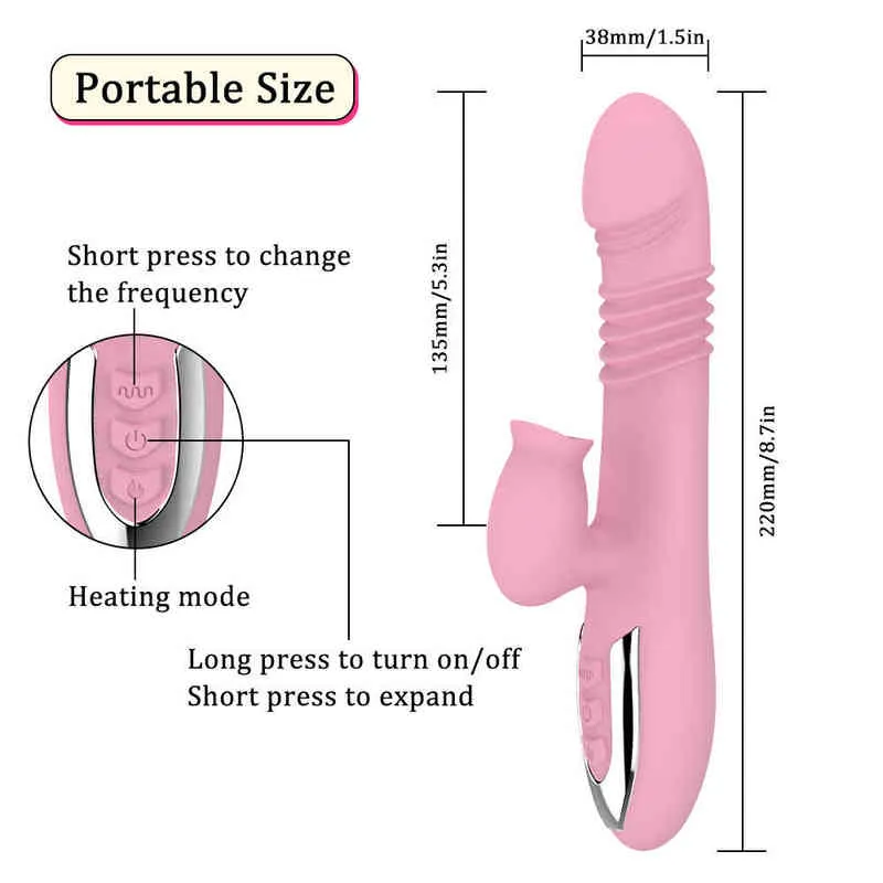 NXY Vibratoren Weiblicher G-Punkt-Dildo Kaninchenvibrator Automatischer Druckknopf-Sexspielzeug Klitoris-Stimulator Vaginalmassagegerät Erwachsenenspielspielzeug 0112