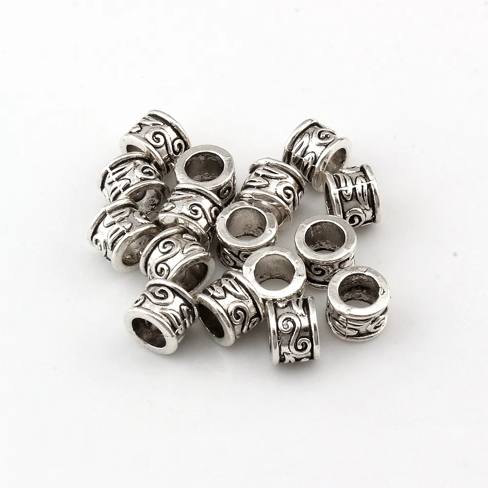 100 Stück Antik Silber 5 5 mm Loch Zinklegierung Rohr Perlen Spacer Charm für Schmuckherstellung Armband Halskette DIY Zubehör263n