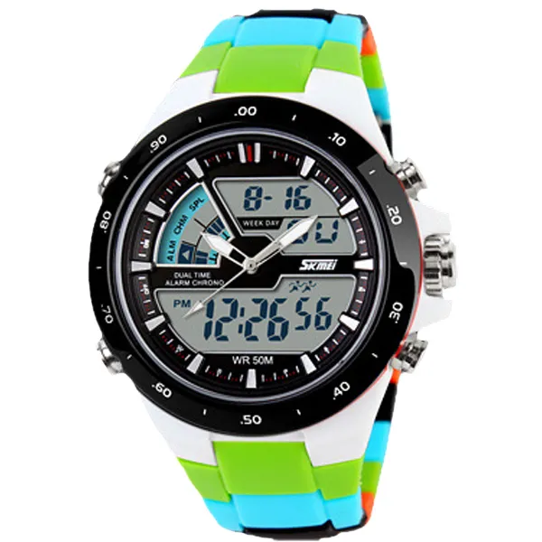 Skmei Mannen Sport Horloges Militaire Casual Sport Heren Horloge Quartz-horloge Waterdicht Siliconen Klok Mannelijke S THOCK Relogio Mascul218p