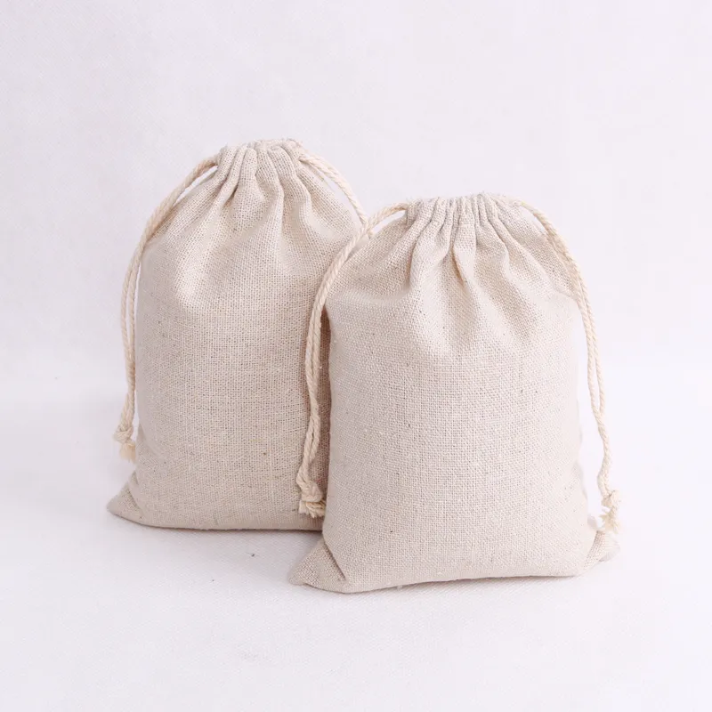50 teile/los Natürliche Farbe Baumwolle Taschen 8x10 9x12 13x18 cm Kordelzug Geschenk Tasche Beutel Musselin süßigkeiten Geschenke Schmuck Verpackung Taschen T20060294y