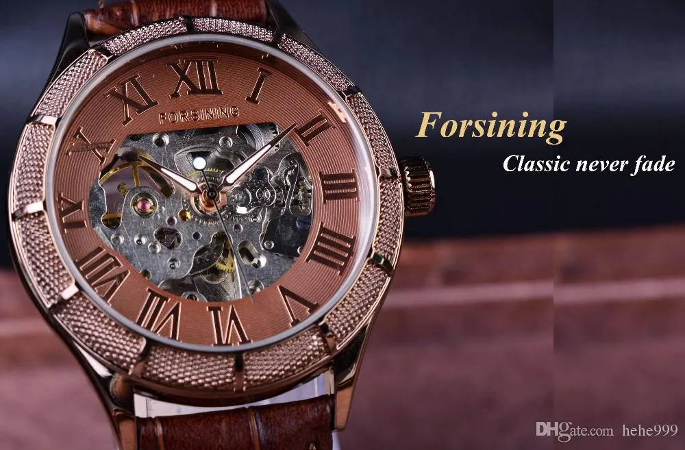 2020 New hot Forsining Skeleton Watch Transparent Roman Number Watches Men Luxury Mechanical Men Big Face Watch Steampunk Wristwatches