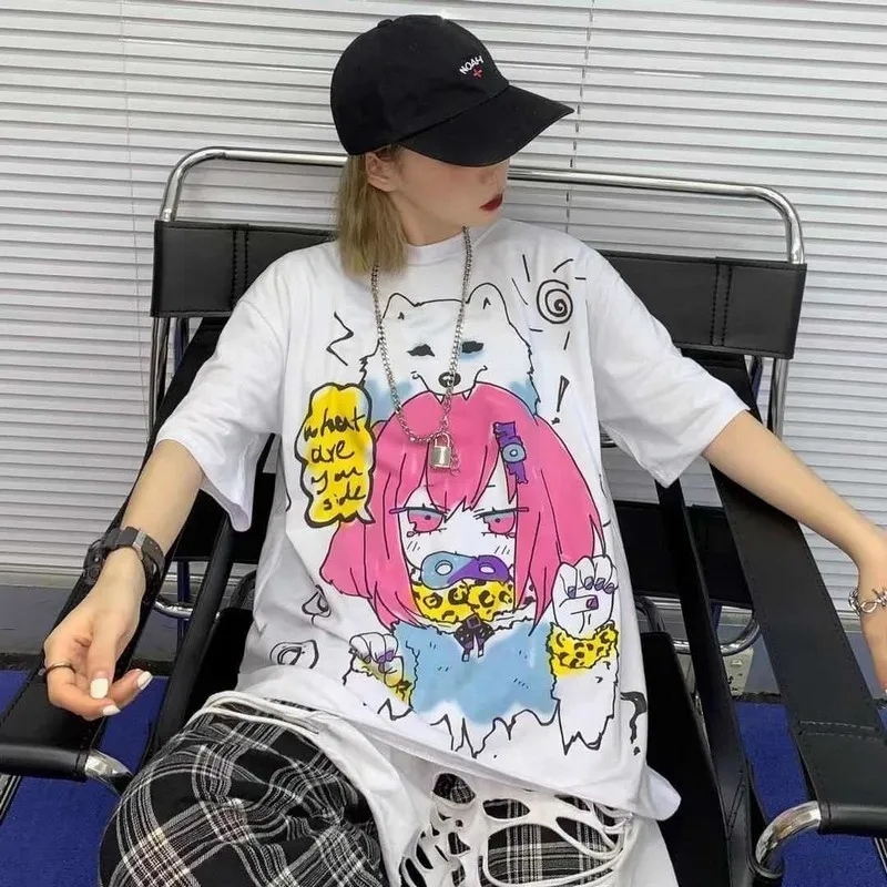 NiceMix principessa t shirt donna rosa ragazze estetiche anni '90 maglietta harajuku Cartoon stampa grafica estate maglietta top tee femminile T200516