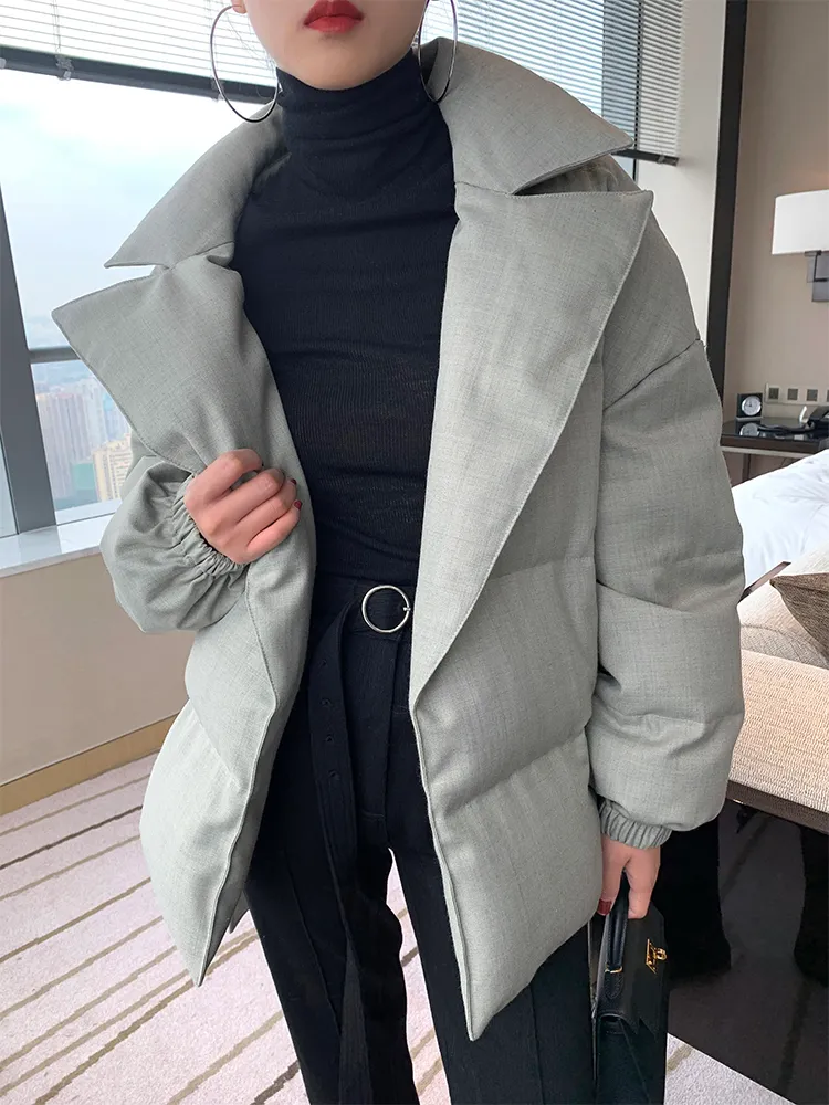 Suit collar design down coats Winter was thin Warm Duck down coat female Down Warm Jacket thick warm Parkas with belt F957 T200810