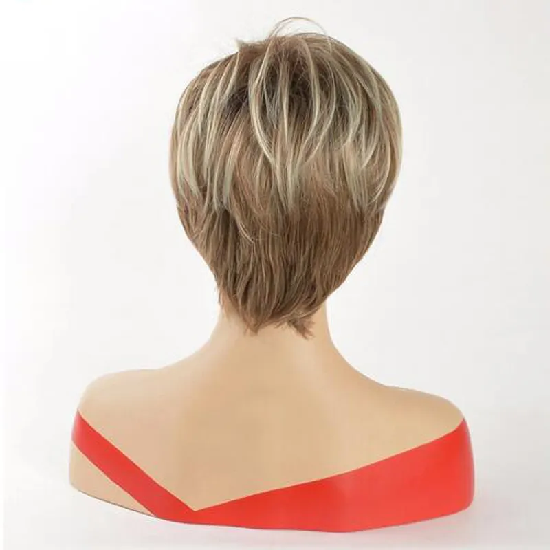 Short Blond Hair Cosplay Wig Party Heat Resistant Fashion Women Synthetic Wig Cap3746018