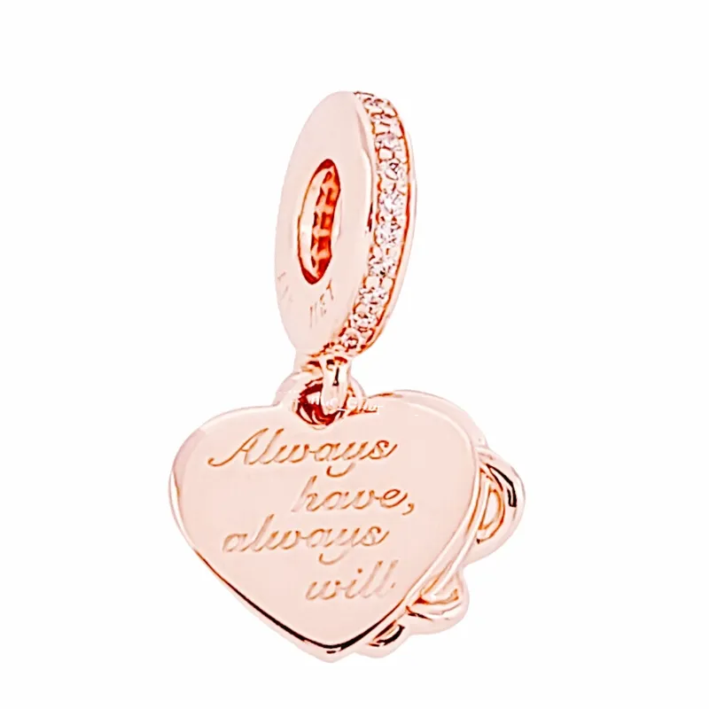 Аутентичные Pandora Rose Gold Love You Infinity Heart CZ Браслет Charm Fit Европейские свободные бусины браслет изготовления DIY ювелирных изделий 789369C01
