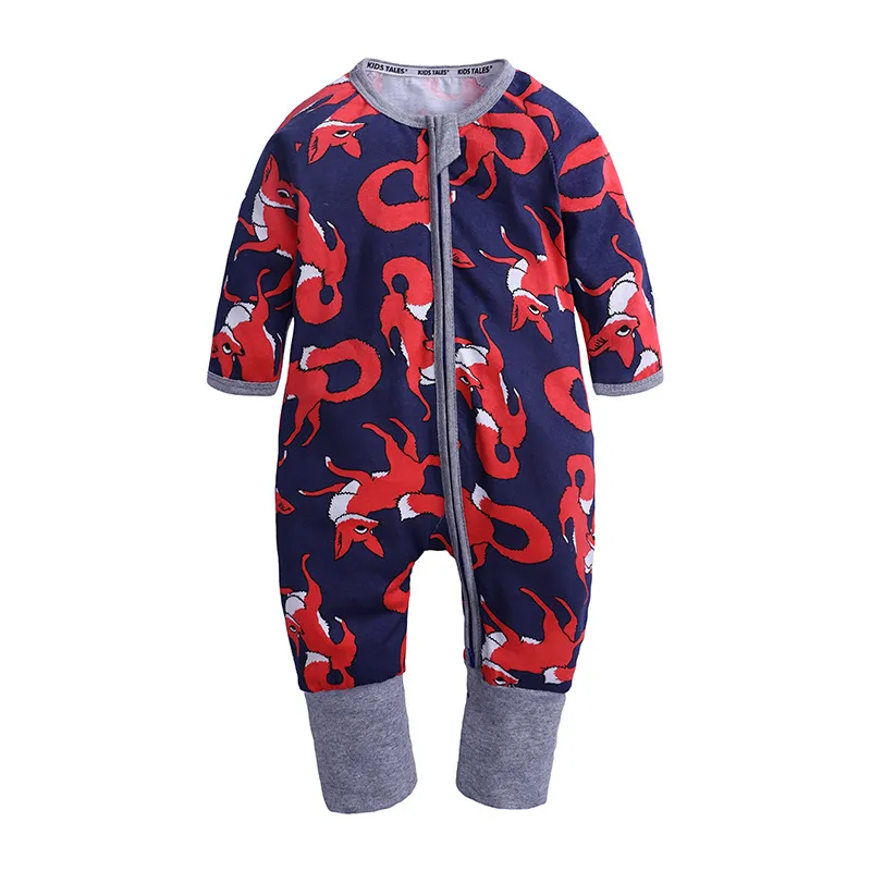 Baby Boys Girlswear Sleep Wear Autumn Sleeve Bamboo Print Zipper Romper Baby Boy Complements8378419