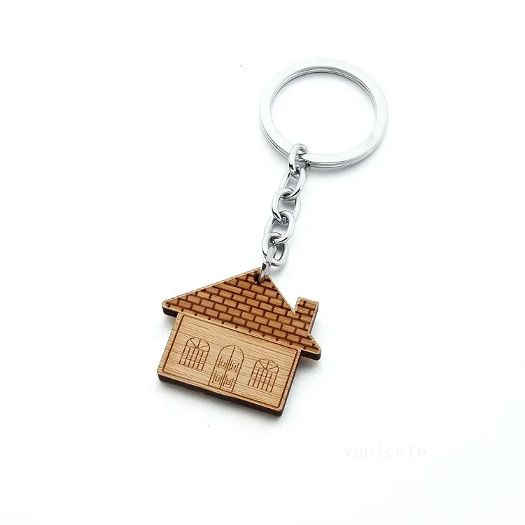 Party Favor cadeau porte-clés voiture porte-clés en bois décoration de la maison 3.5 * 3cm T2I53354