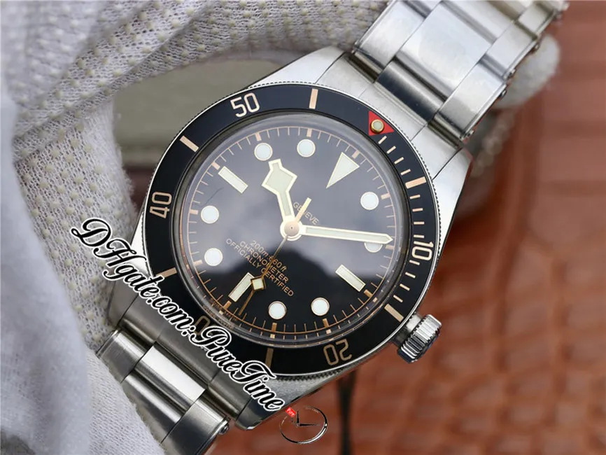 ZF Fifty Eight 39mm A2824 Automatic Mens Watch Red triangle Black Dial Gold White Markers Stainless Steel Bracelet Edition Pu268q