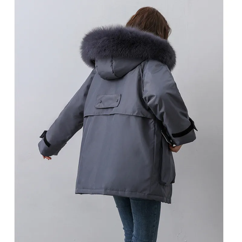 Fausse fourrure à capuche manteau d'hiver femmes veste longue femme épaisse chaude Parkas femme lâche surdimensionné poche vêtements d'extérieur 201127