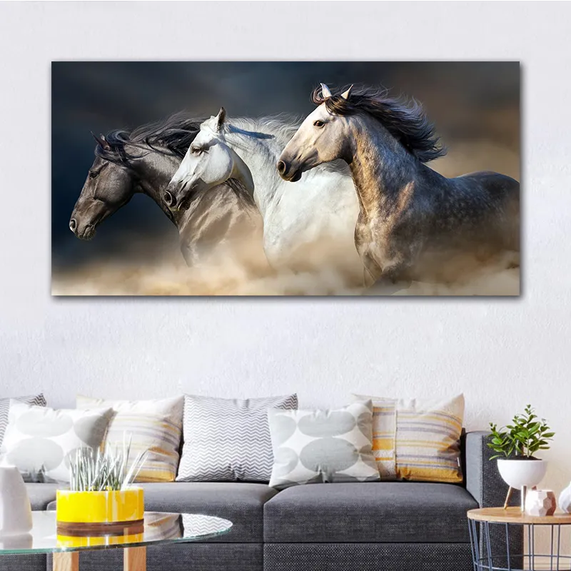 Goodecor Running Horse Canvas Sanat Hayvan Duvar Sanat Poster Resimleri Oturma Odası Ev Dekor Duvar Tuval Baskı Resim 2011137268974