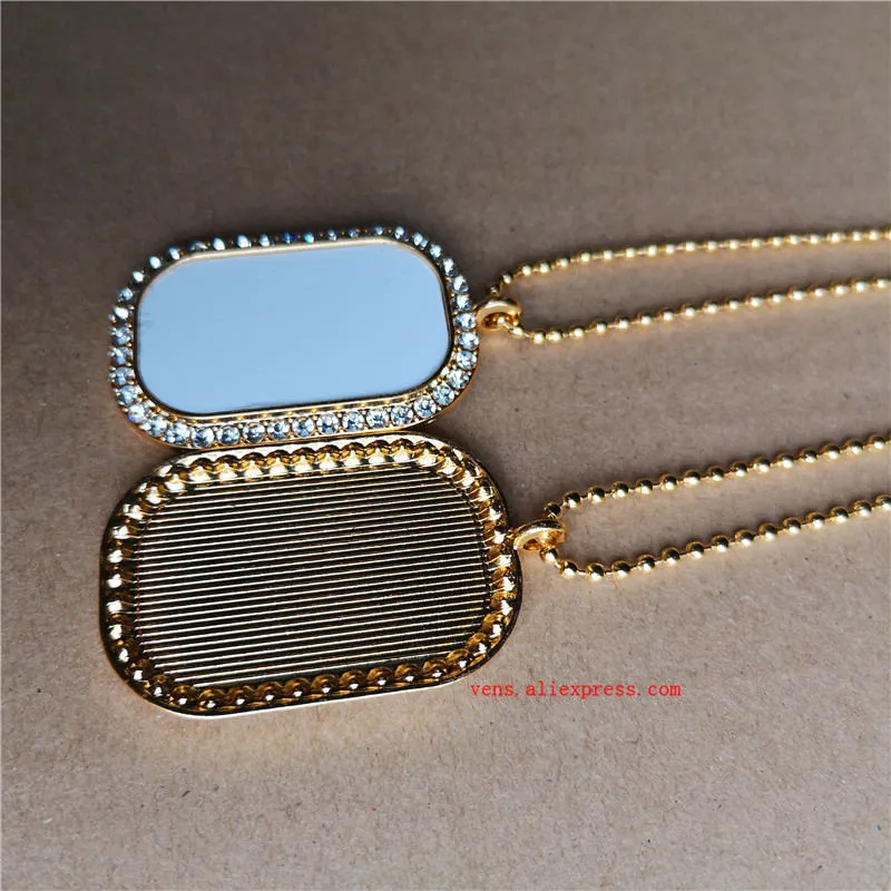 sublimation vierge colliers rectangle arrondi pendentifs avec collier de forage pendentif transfert impression consommable / Q1113213e