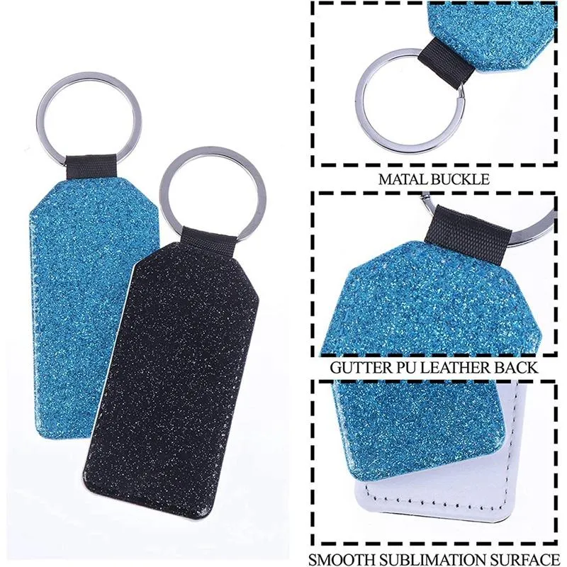 Keychains Sublimation Blanks PU Leather Heat Transfer Keychain With Key Rings DIY Blank301Q
