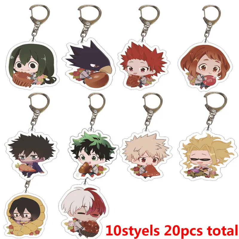 lot min hjälte akademi akryl nyckelring anime izuku bakugou katsuki todoroki så figur hänge keyring smycken hela 220225719303