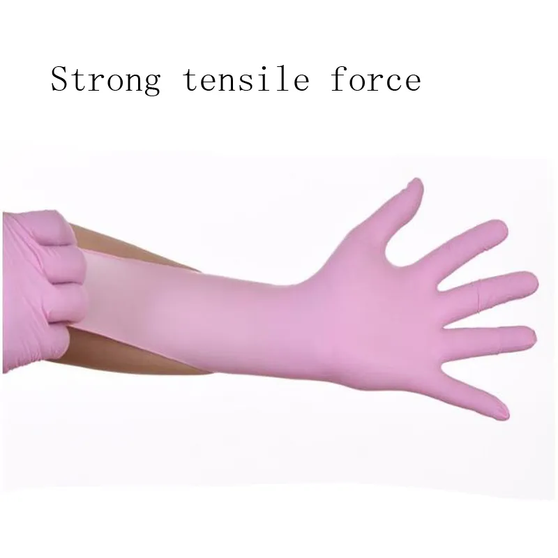 Guantes desechables de látex de goma rosa dingqing, guantes de comida experimentales a prueba de aceite para catering de belleza dental, resistentes a ácidos y álcalis 2238q