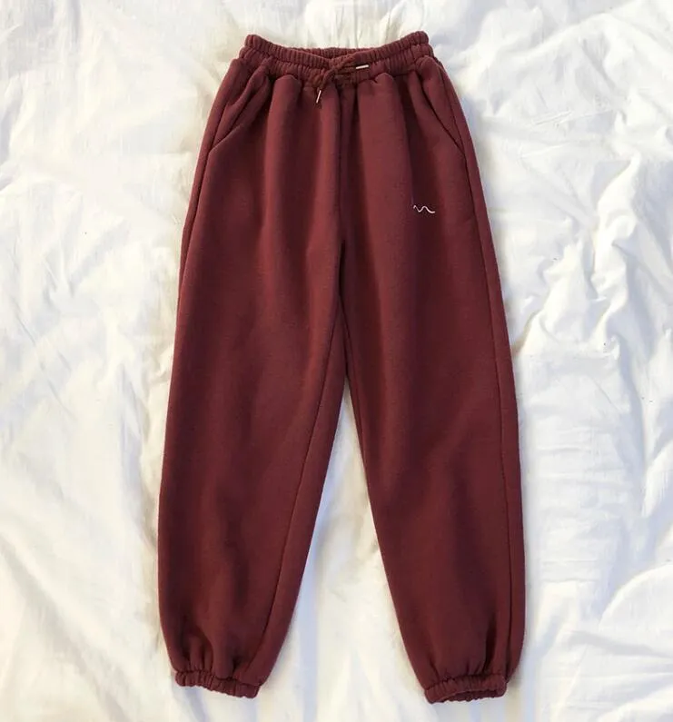 Comfort invernale caldo più pantaloni casual ricamati con coulisse in vita elastica in velluto 201031
