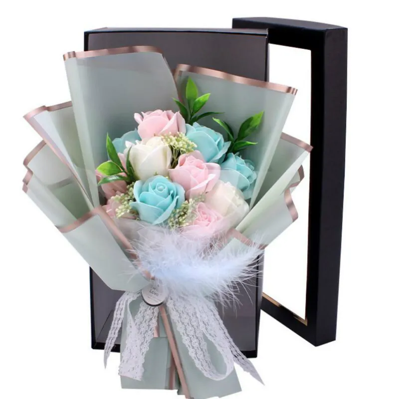 Handgemachte Kreative Seife Blumen Rose Bouquet Geschenk Box Simulation Dekorative Blume Valentinstag Geburtstag Decor280A