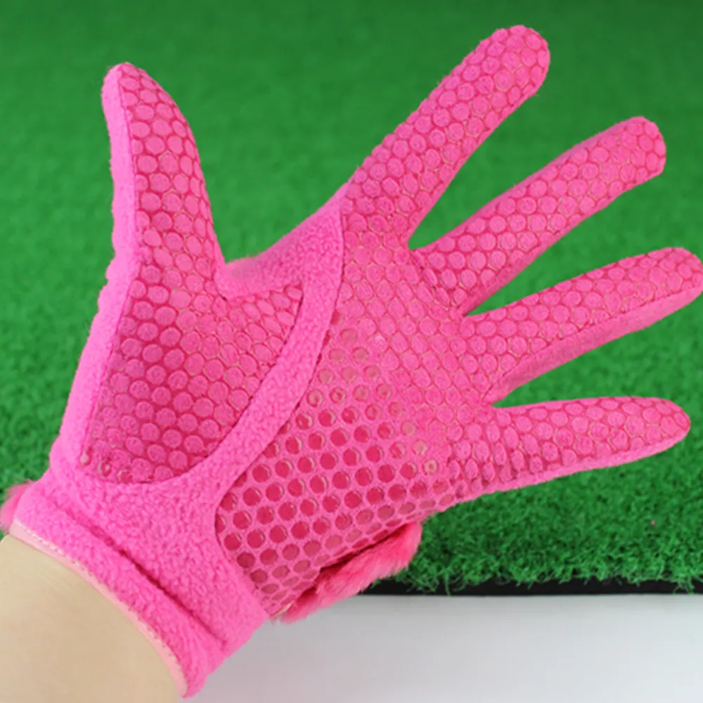 1 paio di guanti da golf invernali da donna antiscivolo in pelliccia di coniglio artificiale calore adatto mano sinistra e destra 2010215248423