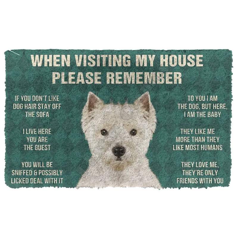 Lembre-se por favor, lembre-se West Highland White Terrier Cães Casa Regras Caçadoras Não Slip Door Tapetes Decoração Decoração 220301