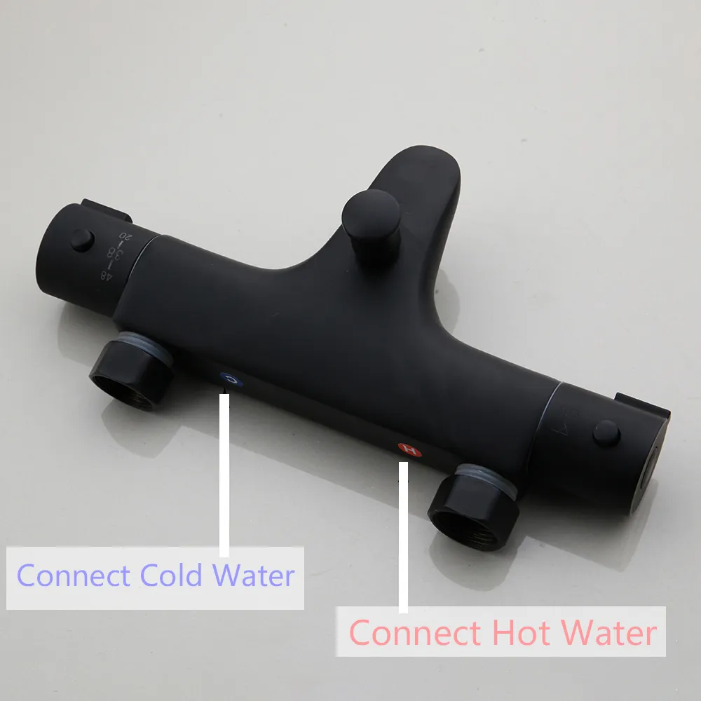 KEMAIDI Mitigeur thermostatique Robinet mitigeur de douche à température constante Robinets de baignoire noir mat Ensemble de douche de bain à main T200710
