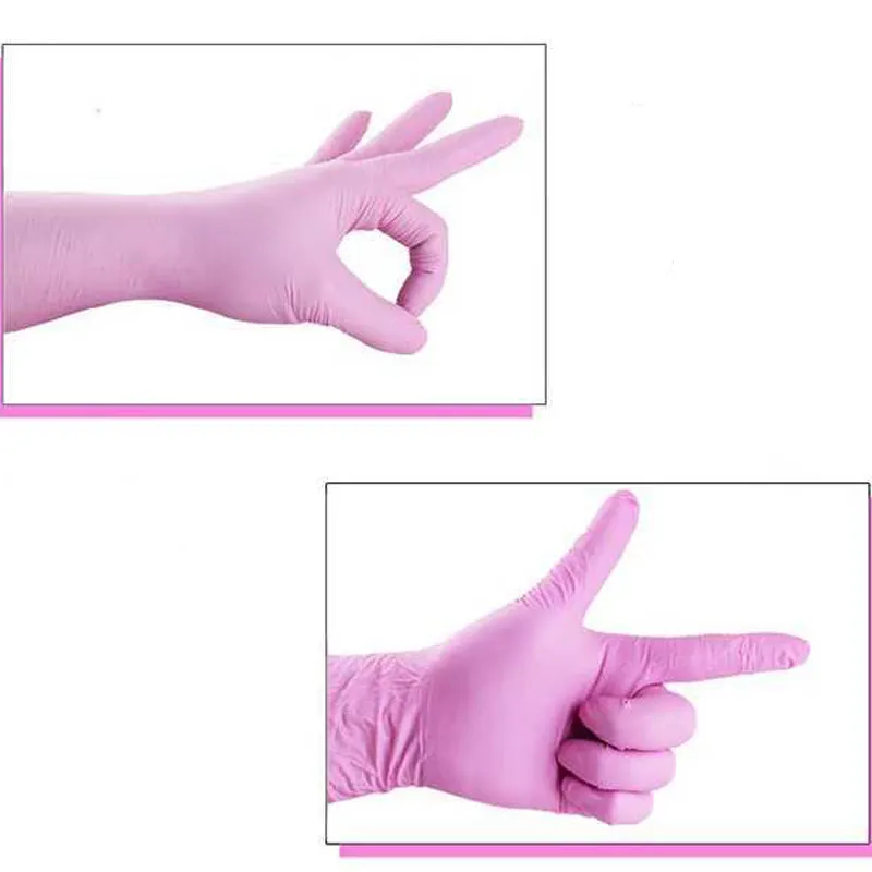 Jednorazowe dingqing Różowe gumowe rękawiczki lateksowe Dental Beauty Catering Odporny na olejem Rękawiczki spożywcze kwas i alkalia 22700