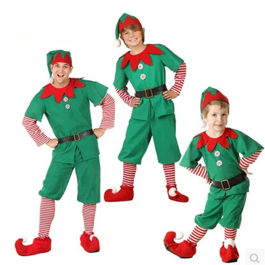 Natal Elf Família Roupas Combinando Mãe Filha Vestidos Pai e Filho Crianças Adulto Traje de Natal Ano Novo Festa de Halloween Y2009520337