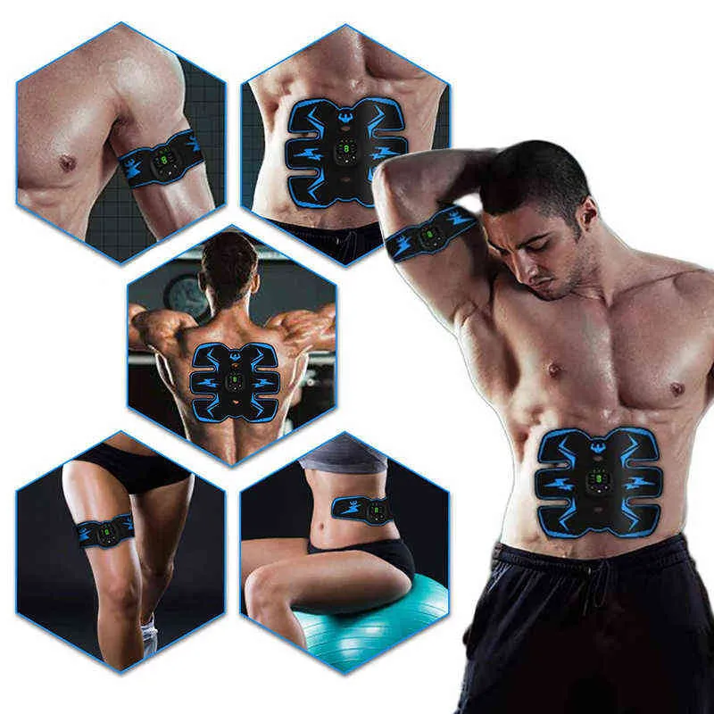腹部筋肉刺激装置トレーナー EMS Abs ワイヤレスレッグアームベリーエクササイズ電気シミュレーターマッサージプレスワークアウトホームジム 220111