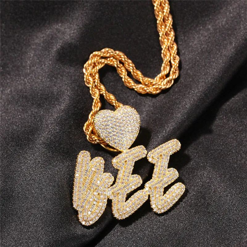 A-Z ожерелья с именем на заказ, женские подарки, персонализированные таблички с именами, циркон с цирконием, полное бриллиантовое ожерелье, кулон, ювелирные изделия в стиле хип-хоп268H