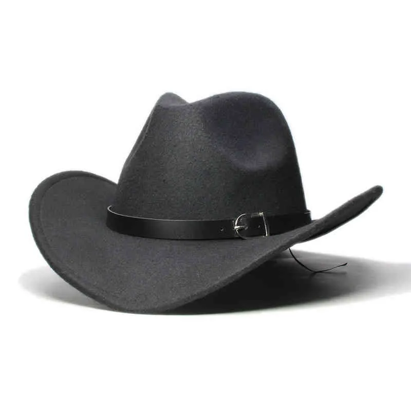 Luckylianji jongens meisje brede rand land western lederen band hoed fedora trilby wol vilt jazz chapeu cowboy cap voor kinderen