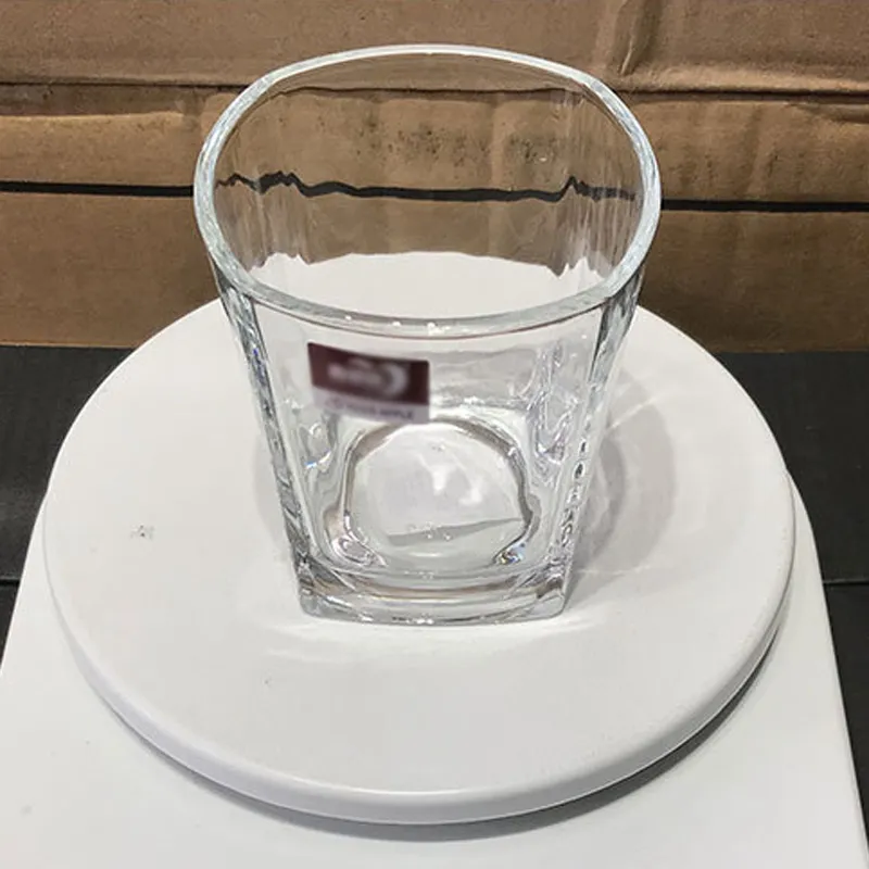 8 * 7cm en verre carré tasse de bois whisky verre vin verre transparent tasse de café jus de thé lait tasses de coke réutilisables