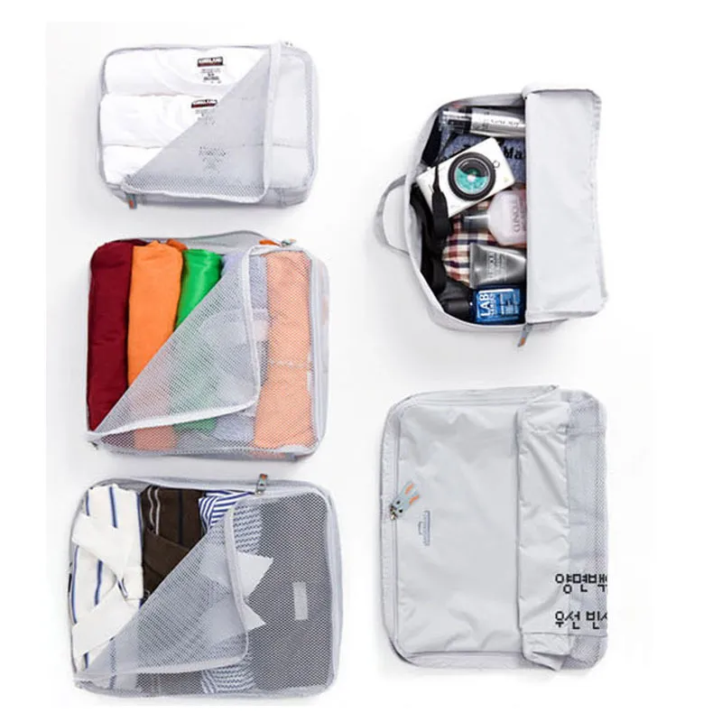 Nylon Mesh Zipper Portable Travel Luggage Storage Bag Clothes Organizer Handbag Pouch Suitcase Closet Divider Container T200710