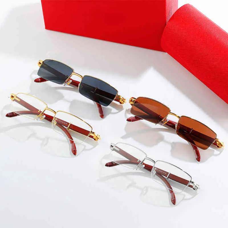 2024 Off Luxury Designer Nya herr- och kvinnors solglasögon från träkorn Leg Fashion Half Catapult Trend Tide Fishing Line Optical Frame
