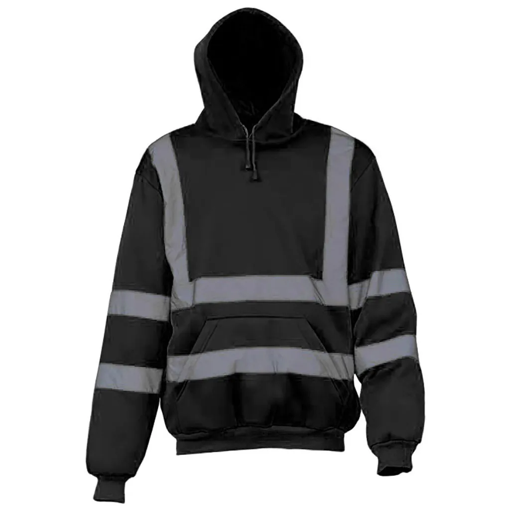 Giacca da uomo Alta visibilità Pullover Isolata Striscia riflettente di sicurezza Felpa con cappuccio Cappotto Slim Zipper Felpa con cappuccio 10.15 201118