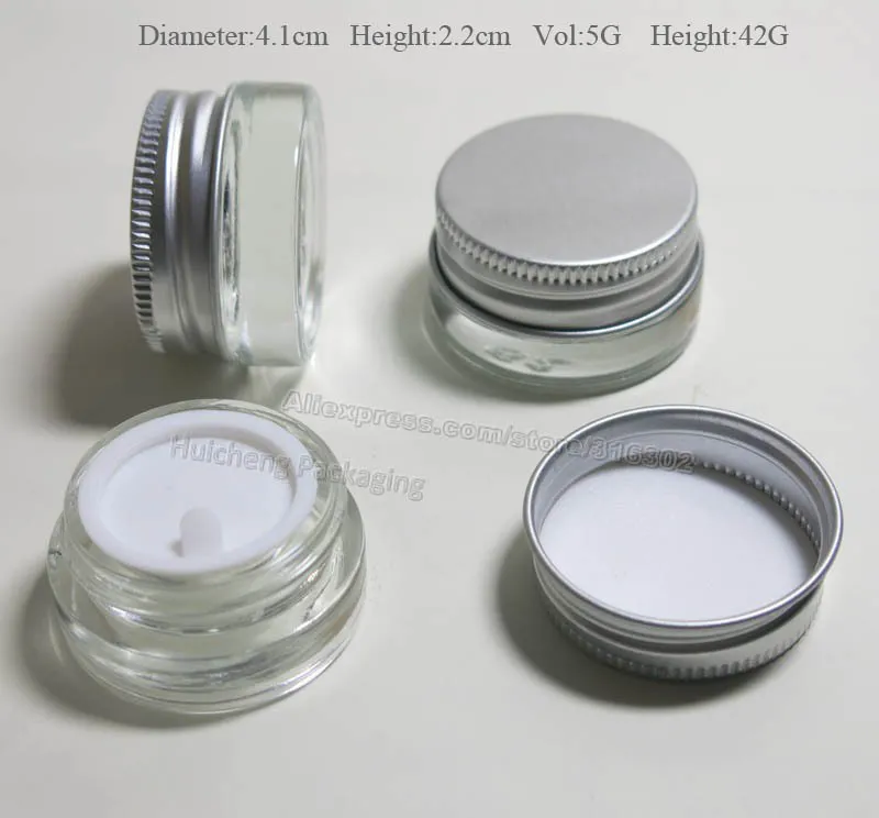 24 x 5 g Traval Mini kleines Glas-Creme-Make-up-Glas mit Aluminiumdeckel, Kosmetikbehälter, Kosmetikverpackung, Glasgefäß T200323