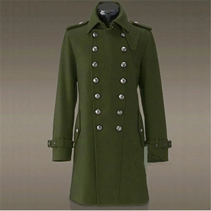 الحرب العالمية الثانية الألمانية معطف المعطف العام معاطف الشتاء الصوف معاطف مزدوجة الصدر الرجال الشتاء الصوف الأسود بلون LJ201106