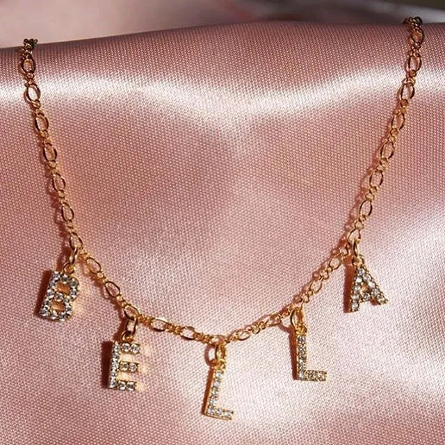 Pingente de cristal nome personalizado colar pingente colar personalizar zircão carta colar para mulheres jóias presente gota 0927248d