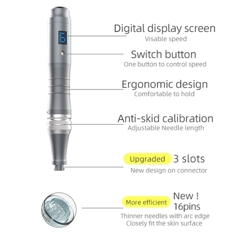 2020 neue micro nadel stift 3 slots design dr.pen m8-c digitale geschwindigkeit 7 stücke nadelkassette für mikro nadel therapie hautpflege p