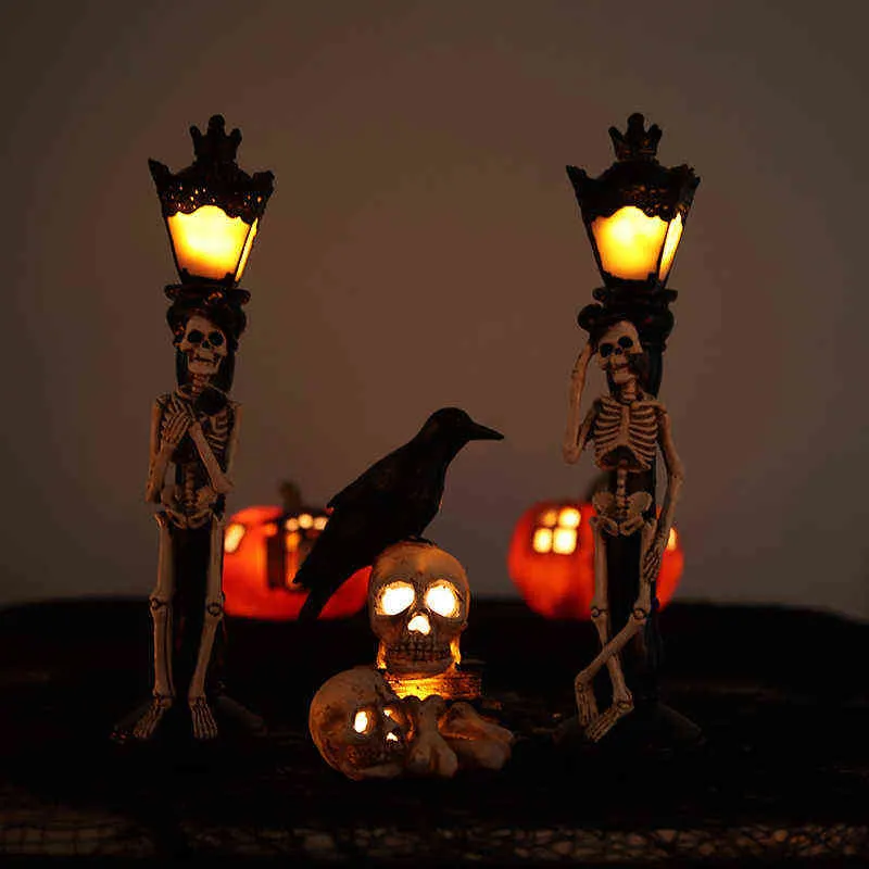 シミュレーション樹脂スカル装飾ライトパーティーレイアウト小道具ハロウィーン街灯スケルトン装飾ランプのための装飾2209178600