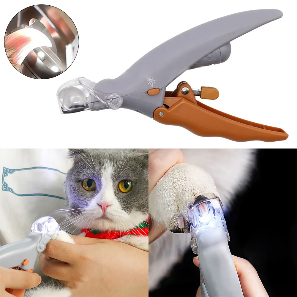 Профессиональные питомец -ногтевые ножницы для педантировки кошачья кошачья кошачья ножка ножницы для ножничных светодиодных ногтей для животных для животных Pet Supplies 4839781