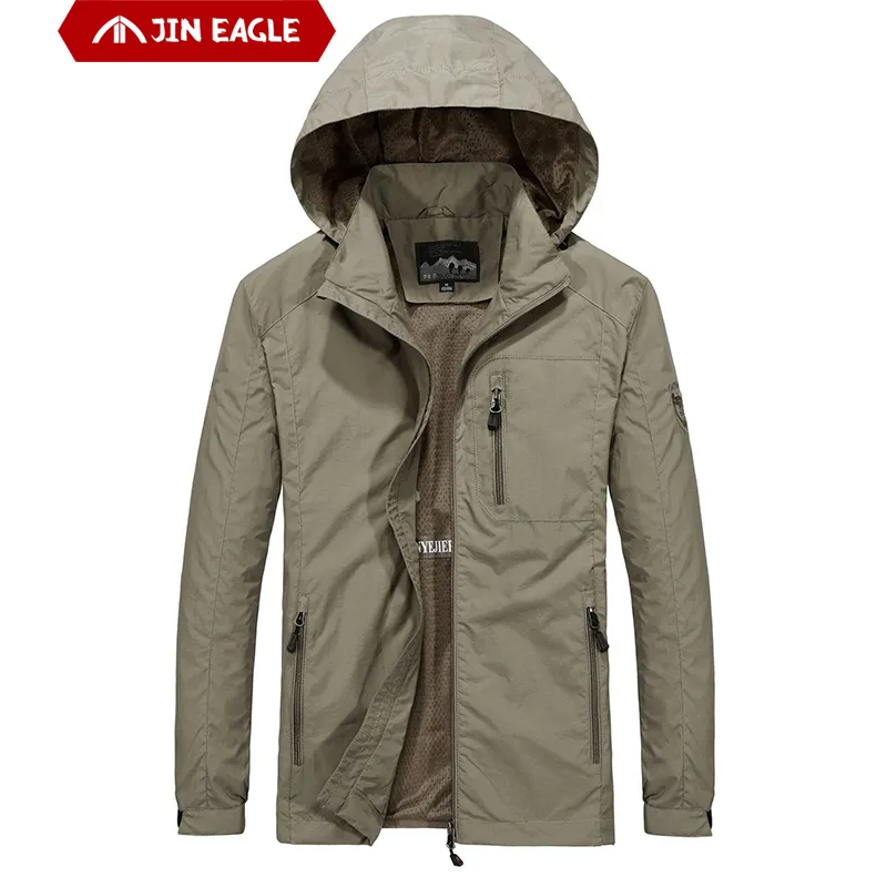 Military Hooded Water Proof Wind Breaker Casual Coat Male Clothing Men's Windbreaker Jackets Waterproof Autumn Jackets Men 201128