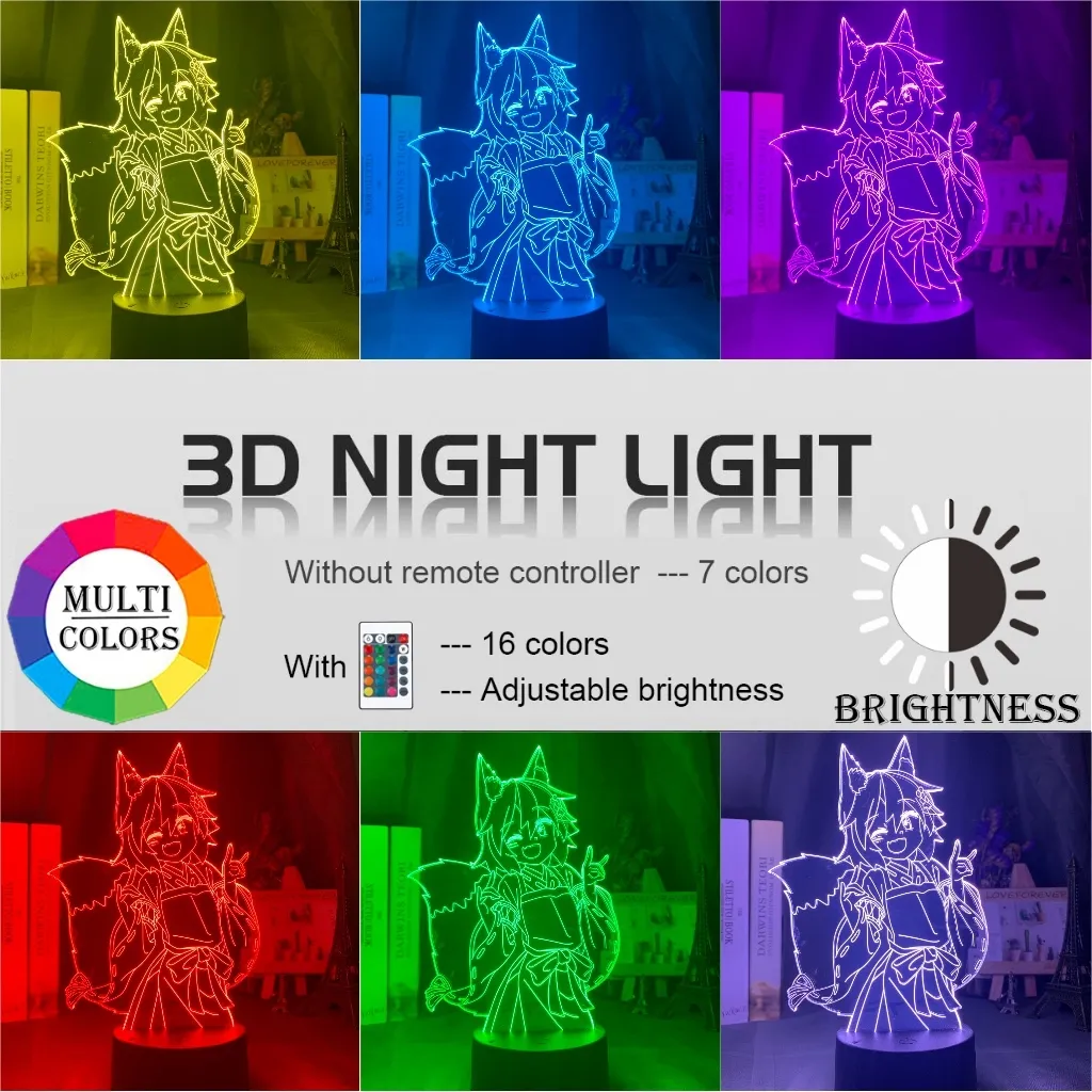 3D лампа Полезная лиса Senko San Figure Nightlight Изменение USB Battery Light for Girls Decor Light Holo C1007440242